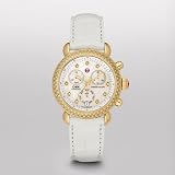 MICHELE CSX-36 Day Diamond Gold, Diamond Dial White Alligator