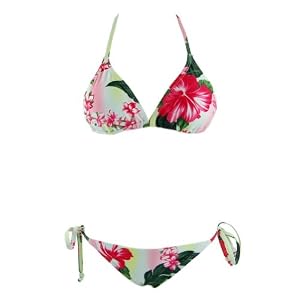Buy NSB704 Triangle Bikini Set Aloha White by Marina West