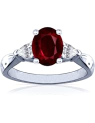 Platinum Oval Cut Ruby Three Stone Ring