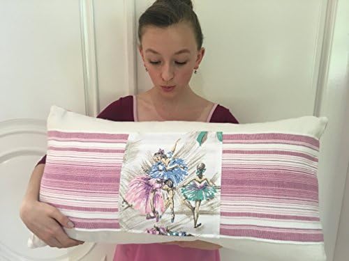 BALLERINA X-Large HANDWOVEN Pillow, One-of-a-Kind Bolster, Vintage Degas Fabric Dance Ballet Pink Ballerina Bedding, Down/Feather Insert