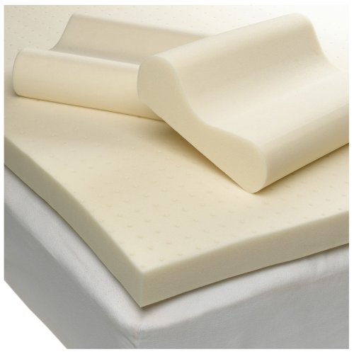 Sleep Studio Ventilated 3-Inch Thick Memory Foam Mattress Enhancer with Two Contour Pillows, Queen