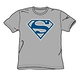 Superman - Blue & White Shield - Adult Heather S/S T-Shirt For Men