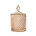 Rainie Love Home Basic Food Storage Organization Set-Amber Crystal Diamond Faceted Jar with Crystal Lid,Suitable as A Candy Dish,Cookie Tin,Biscuit Barrel,Decorative Candy Jar-16 OZ-Large
