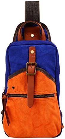 GFE Unisex Retro Cross-Body Leisure Canvas Bag Sports Chest Bag Blue Orange