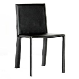 Set of 2 Bonded Leather Dining Chairs- Black by