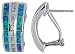 Sterling Silver, Synthetic Opal Inlay Clip Earrings with small CZ Stones, 7/8 (22 mm) long