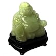 Jade sitting buddha on carverd wooden stand (G4-2C)