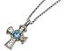 Blue Topaz Gemstone 5.45 Carat (ctw) Cross Pendant in Sterling Silver with 14K Gold Accents