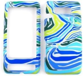 BLUE/GREEN ZEBRA PRINT DESIGN SNAP-ON CELL PHONE CASE FACEPLATE COVER FOR LG Fathom (VS750)