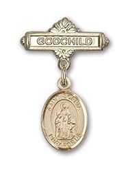 Gold Filled Baby Badge with St. Sophia Charm and Godchild Badge Pin