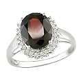 14k White Gold Oval Garnet Ring