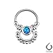 Septum Clicker Hinged Hanger Nose Ring Hoop Cartilage Indian Simulated Blue Opal 5/16