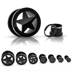 Stern Black FLESH TUNNEL OHR 3,2,4,5,6,8,10 mm PFTK19-X