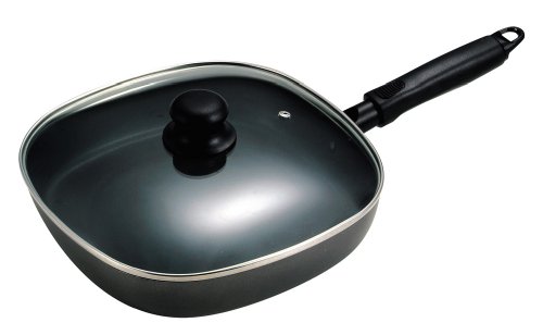 ふっ素加工 IH対応 ガラス蓋付 角型 餃子パン 26cm H-3260