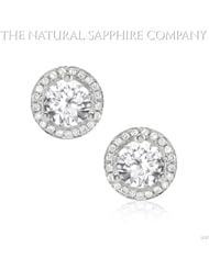 1.20ct Natural Untreated White Sapphire and Pave Diamond Earrings