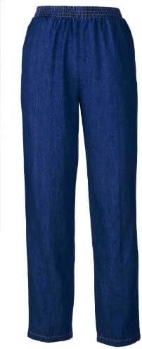 Cotton Denim Slacks - Pull On Style with Elastic Waist For Dressing Ease - Wide Range of Sizes (16, dark wash)