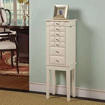 Diamond Classic Six Drawer Jewelry Armoire in White