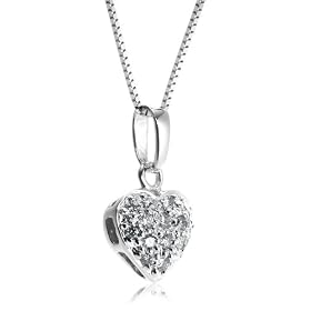 14k White Gold Pave Heart Pendant (1 8 cttw, H-I Color, I2-I3 Clarity), 18 by
