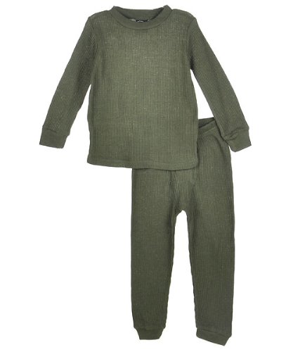 Snozu Basics Boys 2-Piece Performance Thermal Long Underwear (Sizes 4 - 7) - olive, 7