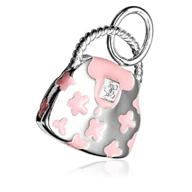 Sterling Silver Pink Handbag Charm