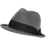 New 100% Wool Felt Fedora Stingy Brim Godfather Hat Gray Large