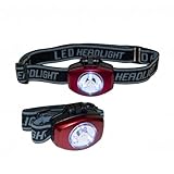 GreatLite 32903 4 Cell 2 Pack 3 LED Headlamp with Push Button, Black, Blue and Red