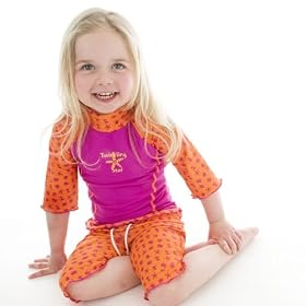 Splash About Sun Protection Top & Shorts (close fit, ideal for swimming) - Pink Bobbing Along - 1-2 yrs