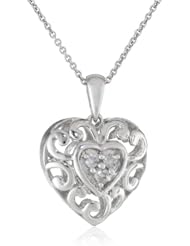 Sterling Silver Diamond Heart Pendant Necklace (1/6 cttw, I-J Color, I3 Clarity), 18"