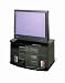 Black roller TV stand with glass doors by Coaster