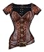 Charmian Women's Spiral Steel Boned Goth Retro Overbust Steampunk Bustier Corset Brown Small