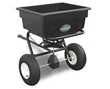 Spyker Commercial Grade 125-Pound Capacity Tow Behind Broadcast Spreader With Poly Hopper And Pneumatic Tires 125