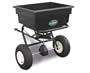 Spyker Commercial Grade 125-Pound Capacity Tow Behind Broadcast Spreader With Poly Hopper And Pneumatic Tires 125