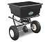 Spyker Commercial Grade 125-Pound Capacity Tow Behind Broadcast Spreader With Poly Hopper And Pneumatic Tires 125