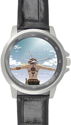 Daguys Custom One Piece Steel Metal leather band Watch Wrist Watch for men xmas gift