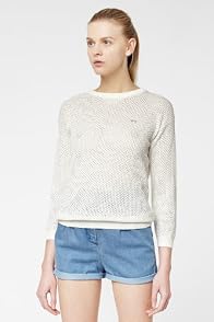 L!VE Long Sleeve Openknit Crewneck Sweater