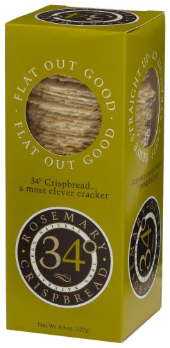 34 Degrees Rosemary Crispbread, 4.5 Ounce Boxes (Pack of 6 ) by 34 Degrees