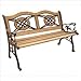 DC America SL5780CO-BR Kokomo Wood Inlay Park Bench, Cast Iron Frame and Hardwood Slats, Rust Resistant Bronze Finish