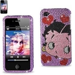 Hard Cover Case Skin Protector for Apple iPhone 4/ 4S/ 4GS - Betty Boop Diamante Diamond