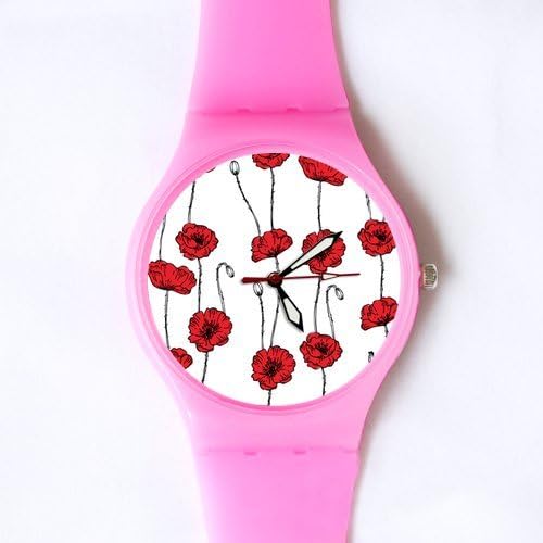 Gifts for girls or ladies 100% Plastic Quartz Watch Gifts Watch Beautiful Poppy Flowers Classic Photo Watch