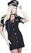 Sexy Mile High Pilot Captain Outfit Airlines Halloween Costume Button Up Mini Dress + Hat