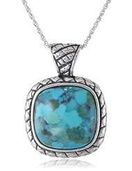 Sterling Silver Square Turquoise Rope Pendant Necklace, 18"