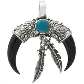 Black Horns Turquoise Entire Pendant Collection Sterling Silver Jewelry Color