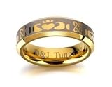 Gold plated Celtic Tungsten Mens Wedding Engagement Ring Size 8 to 12