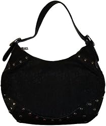 Women's DKNY Purse Handbag T&C Large Hobo W/Studs Black/Black