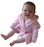 Baby Hooded Bathrobe With Fifi in Paris Applique, 100% Cotton Terry / FR Treated, Lt. Pink