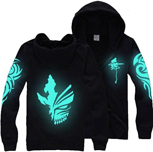 Japan Anime Bleach Death Mask Gildan Noctilucence Hoodie (S, Blue Noctilucence)