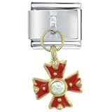 Pugster Rhinestone Celtic Cross Red Easter Holiday Italian Charm