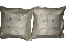 2 Elephant Banaras White Silver Decorative Cushion Covers
