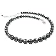.925 Silver & Faceted Hematite Beaded Necklace- 15"+2"
