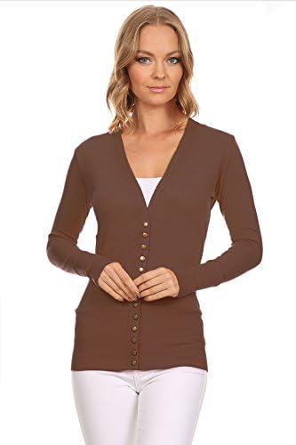 Snap Button Cardigan (Small, Light Brown)